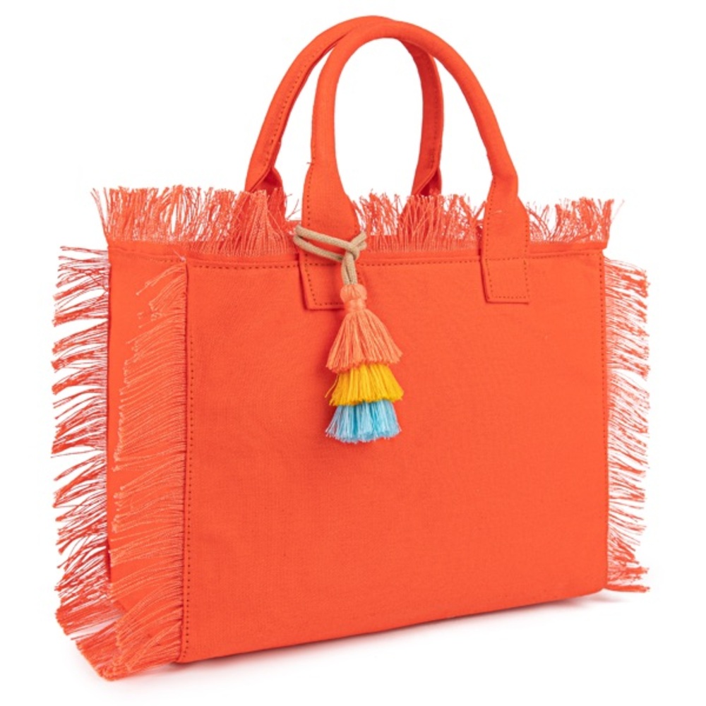 Women’s canvas Fringed Orange Tote Bag